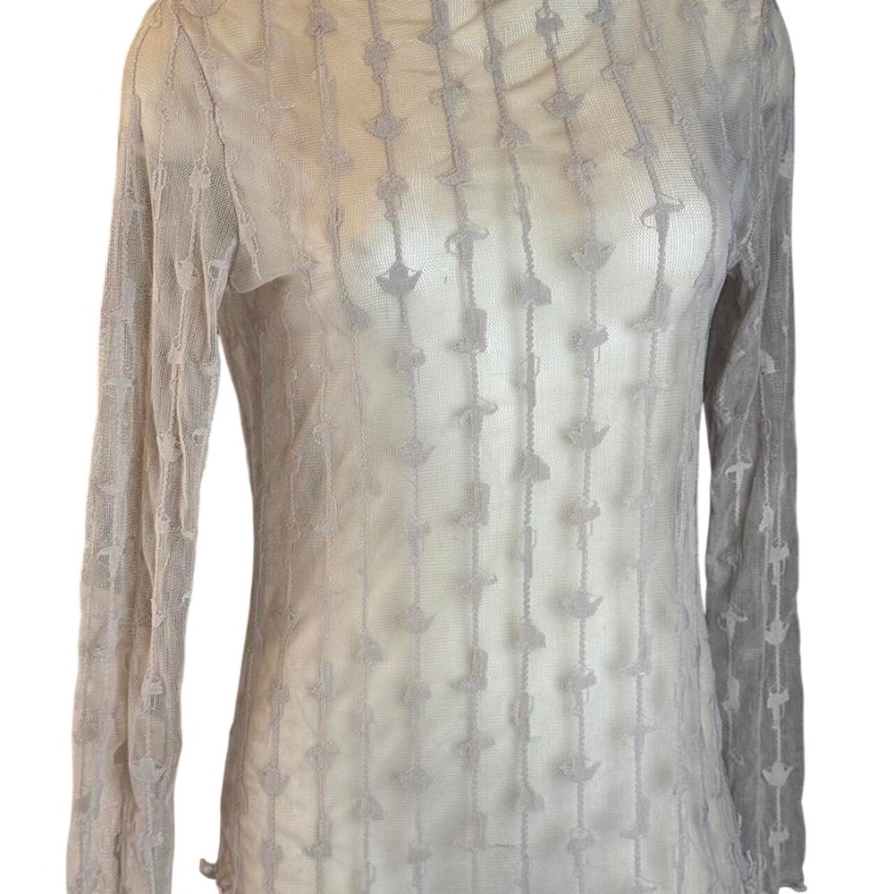 Dark Equestrian Burnout sheer Mock Neck Top Y2K Coastal Cowgirl Rodeo Festival - Picture 4 of 8